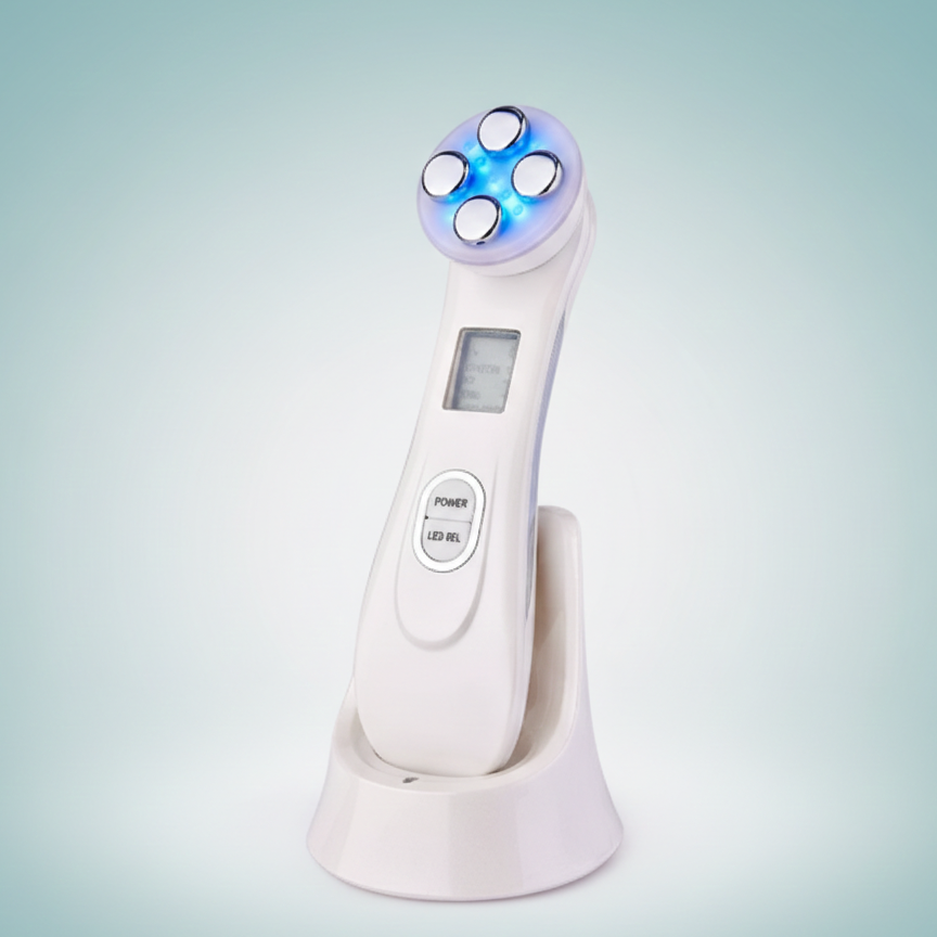 Electroporación Facial con Radiofrecuencia, Microcorriente y Terapia LED 5 Colores