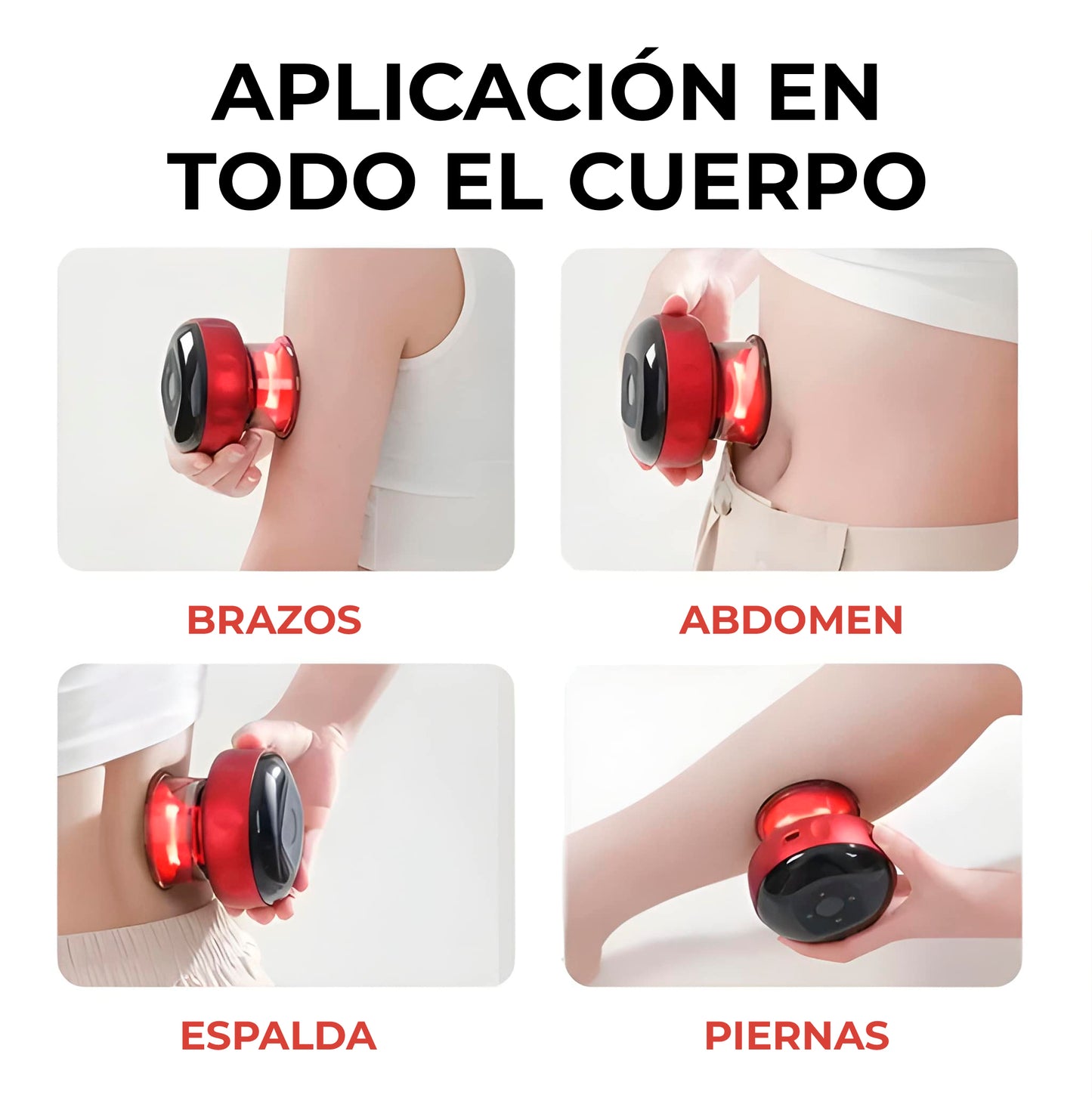 Ventosa Terapéutica Eléctrica Inteligente 4 en 1 con Calor, Succión y Luz Roja
